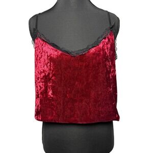 Lace Trim Velvet‎ Dark Academia Goth Sexy Valentine Cami Top Romantic Playful M